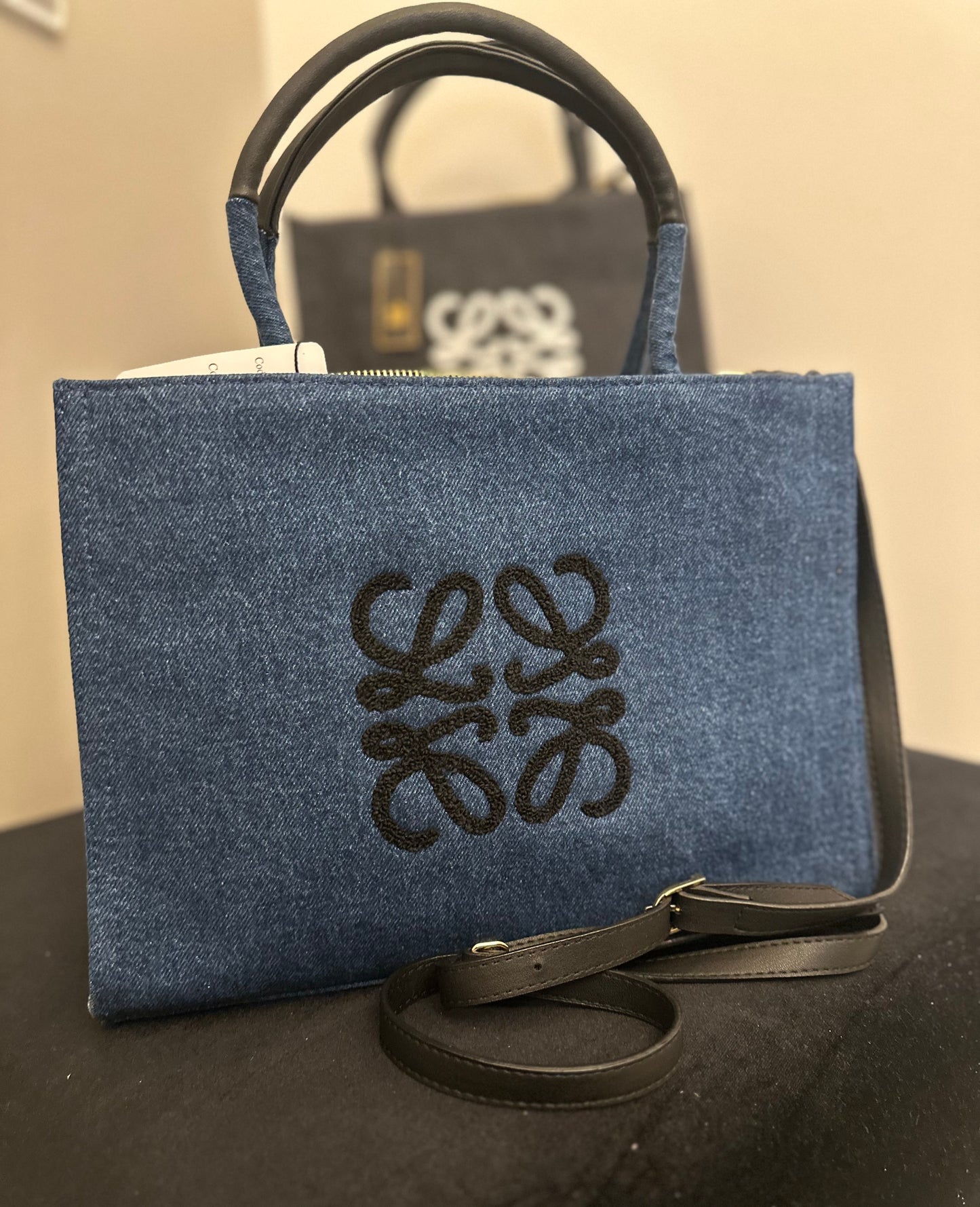 Loewe Anagram Tote Bag Blue Jeans