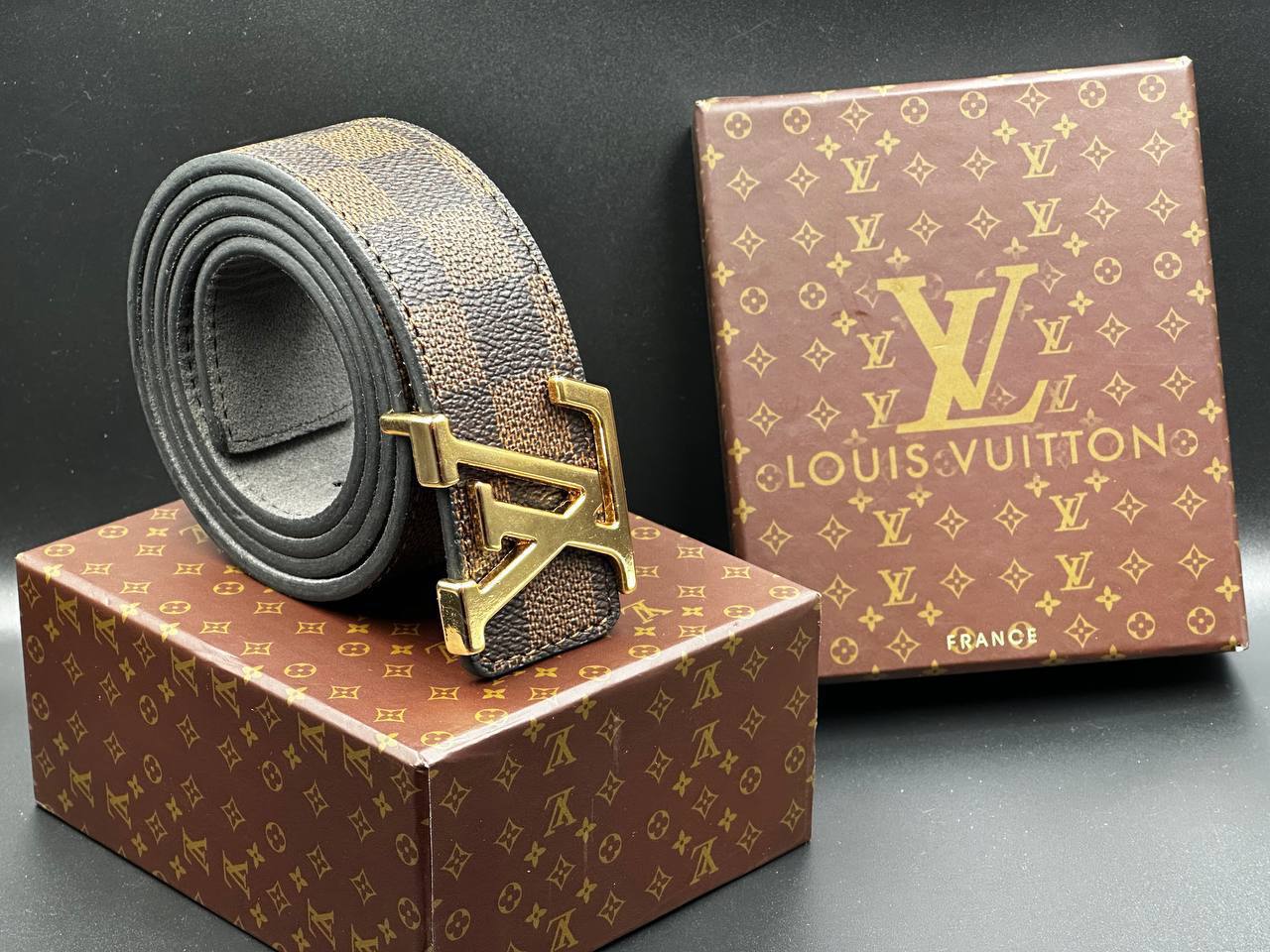 ΖΩΝΗ LV DAMIER ΚΑΦΕ ΧΡΥΣΟ