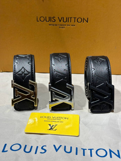 Lv ζωνη total black monogram silver